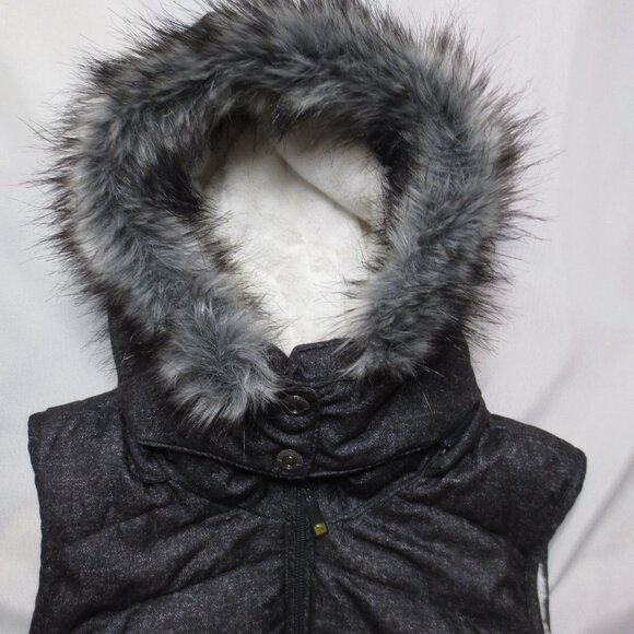 GREEN TEA womens PUFFER vest DETACHABLE HOOD thick SOFT warm FUR SIZE XL - Picture 8 of 14